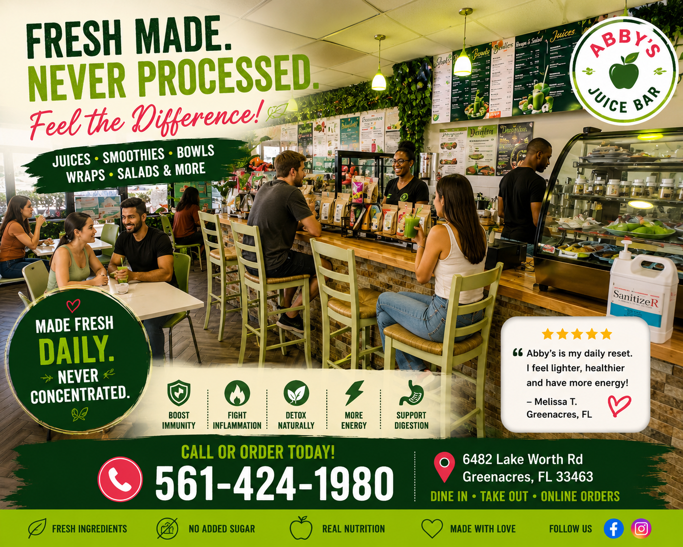 Inside Abby's Juice Bar - Healthy Restaurant Greenacres FL