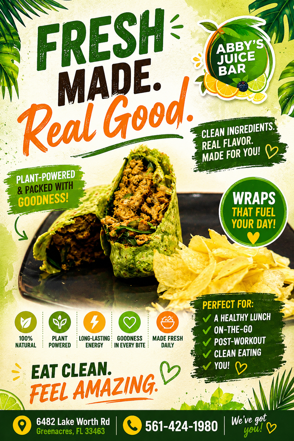 Best Juice Bar Greenacres FL - Fresh juices and healthy wraps at Abby's Natural Wellness