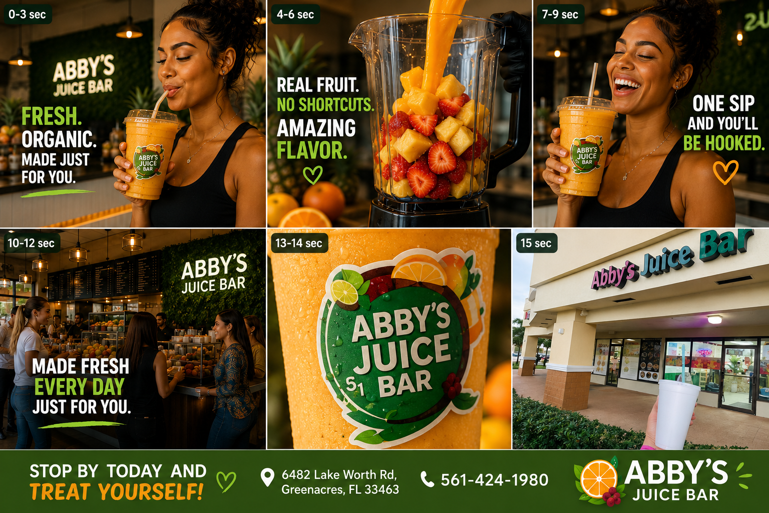 Fresh produce prepared to order at Abby's Juice Bar, Greenacres FL